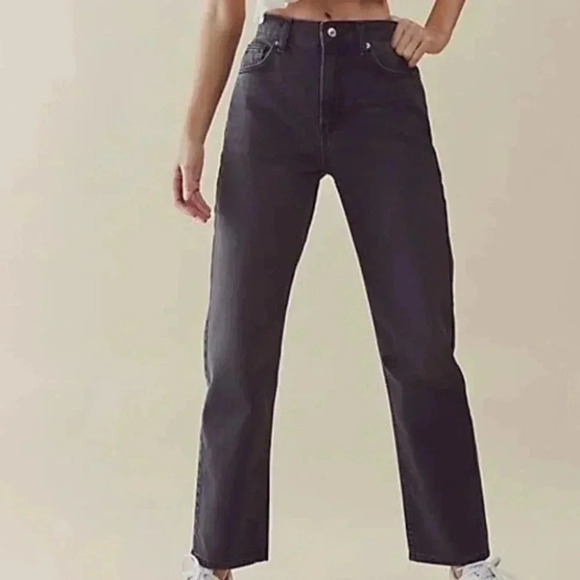 Free People Pacifica High Rise Slim Straight Jeans Black  NWT - Picture 2 of 10